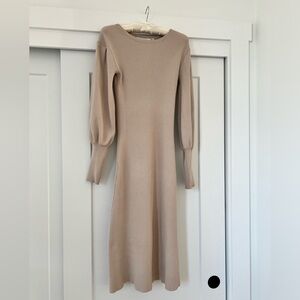 Whyte valentyne ribbed knit cuff long sleeve midi dress